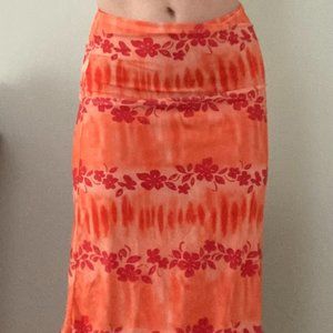 orange midi skirt